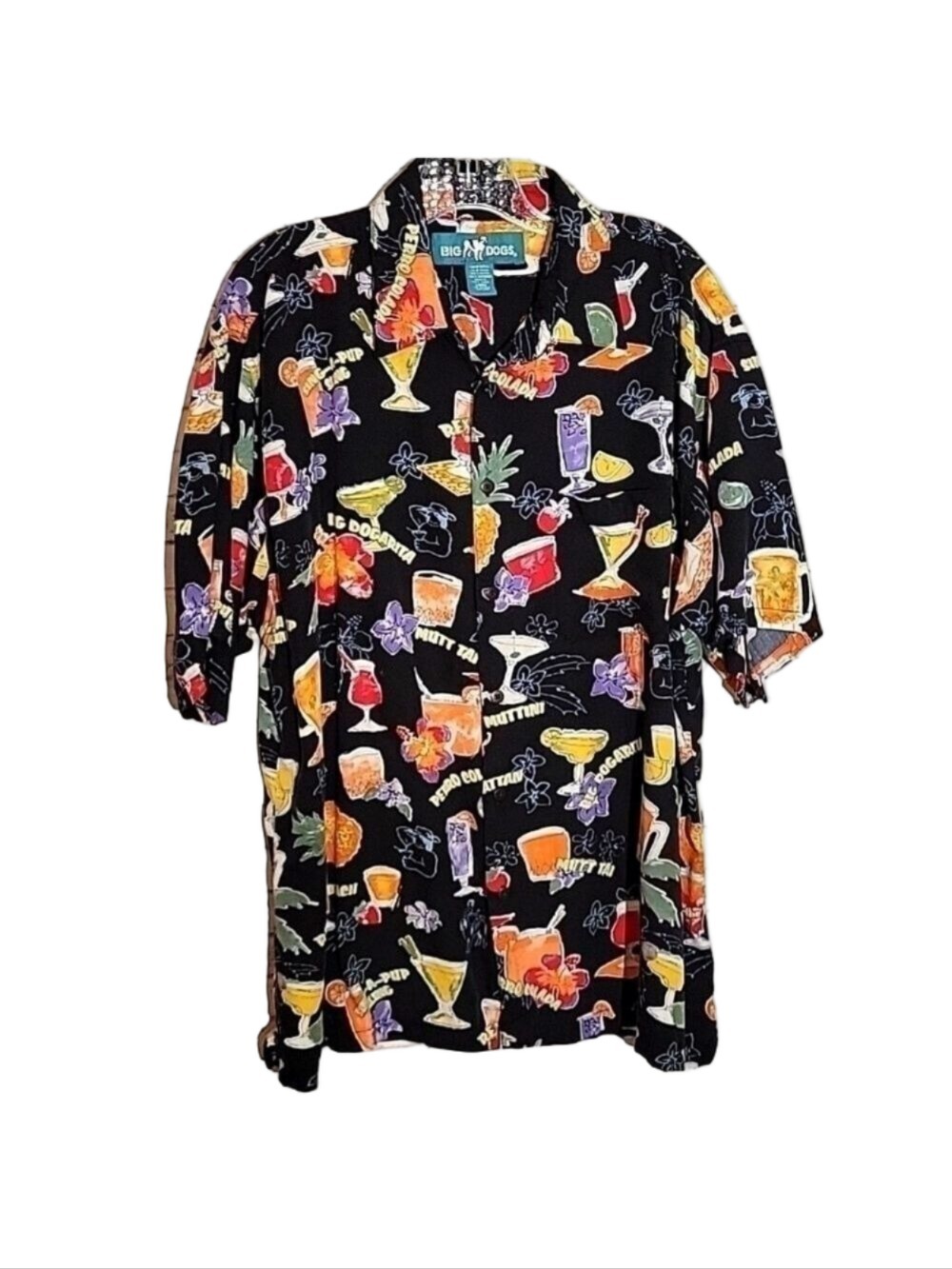 Big Dogs Tropical Dog Drink Inspired Button-down Shirt, Size Large